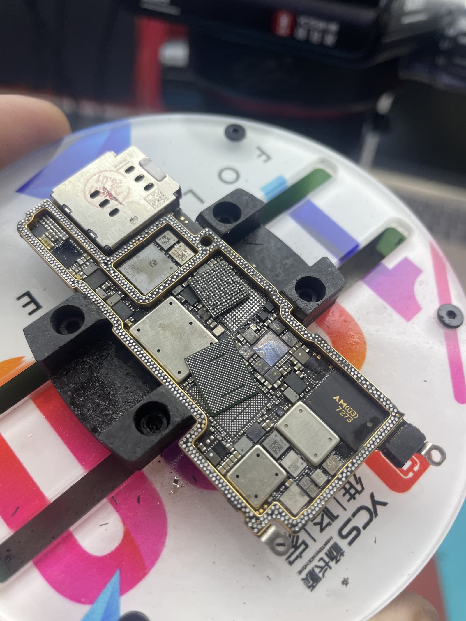 Board in jig — before reflow